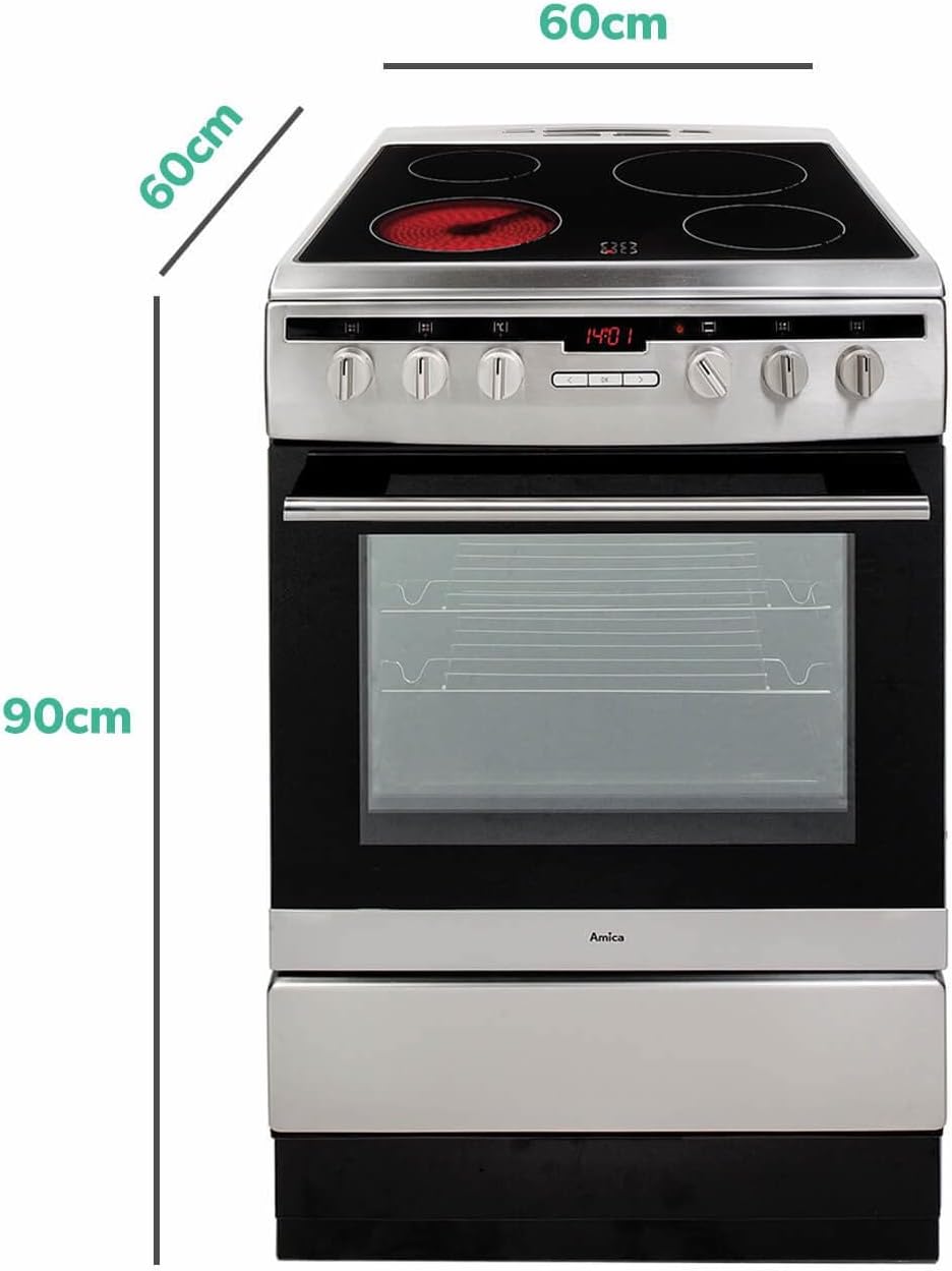 Amica 608CE2TAXX Freestanding Ceramic Top Cooker 60 cm Stainless Steel