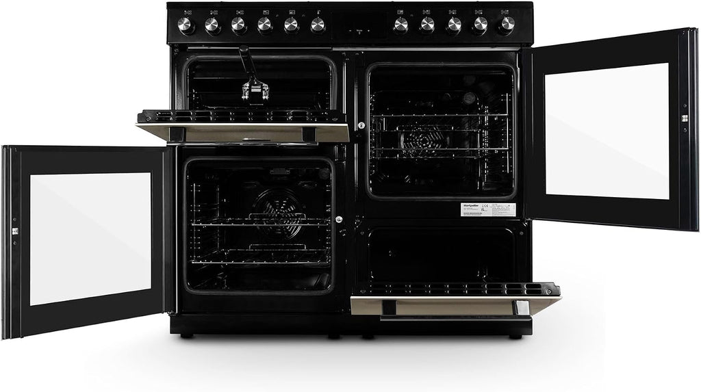Montpellier MDFRC100C 100cm Dual Fuel Range Cooker – Cream – 7 Gas Burners, 2 Electric Ovens, Separate Grill, Cast Iron Pan Supports