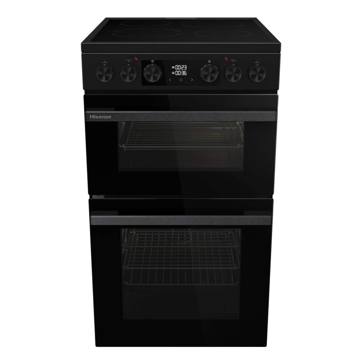 Hisense HDE3211BBUK 60cm Electric Cooker with Ceramic Hob-Black , A Rated Double Oven