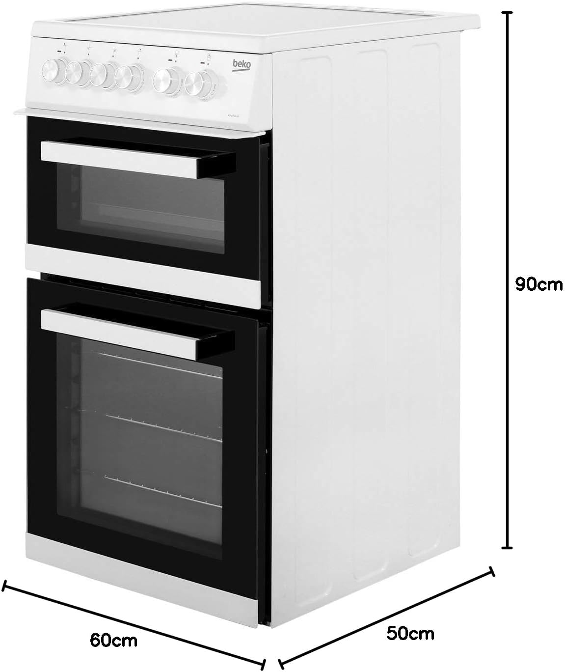 Beko 50cm Double Oven Electric Cooker - White
