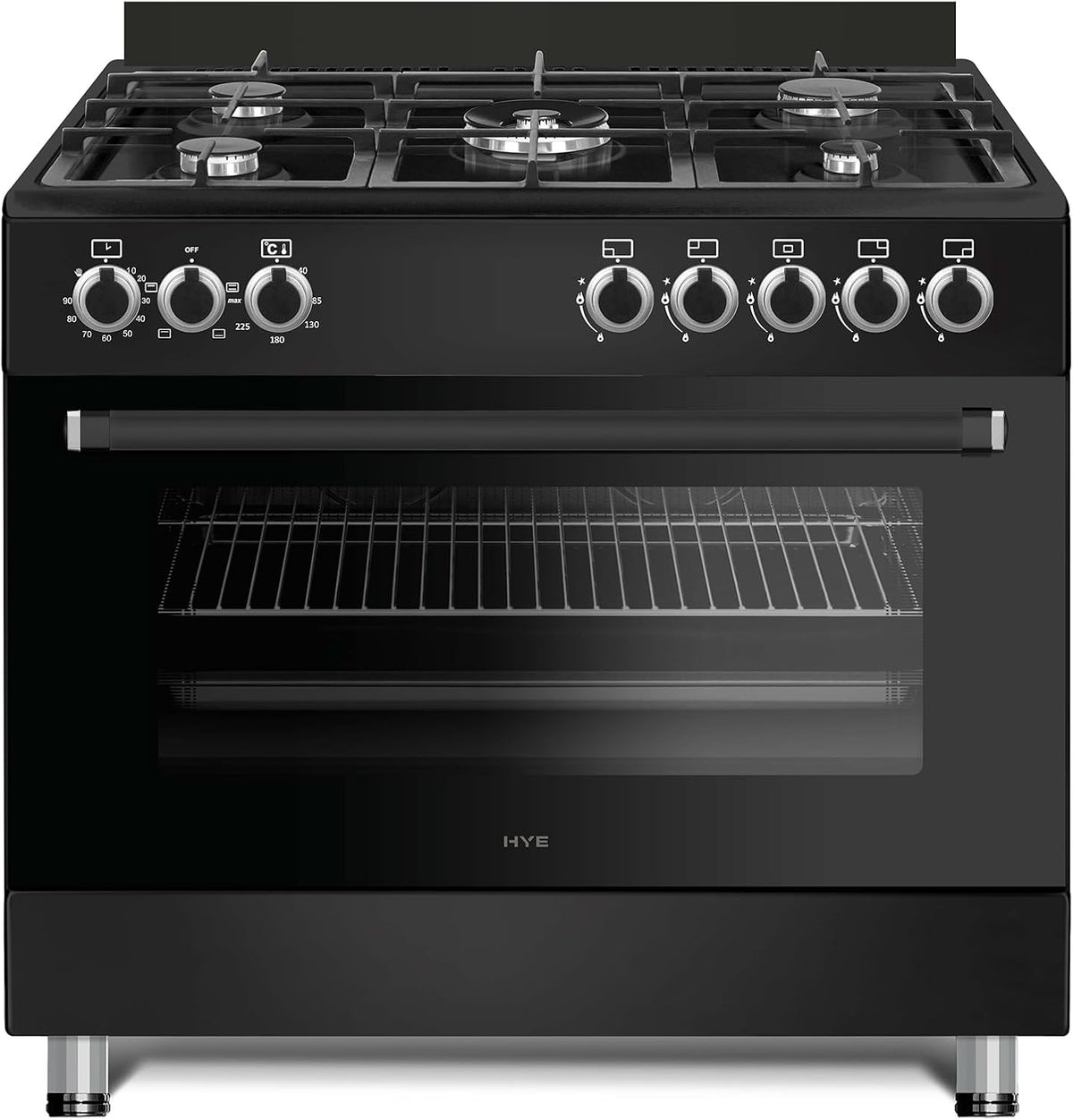 HYE Gas Cooker - Versatile 5 Burner Gas Hob, Electric Oven