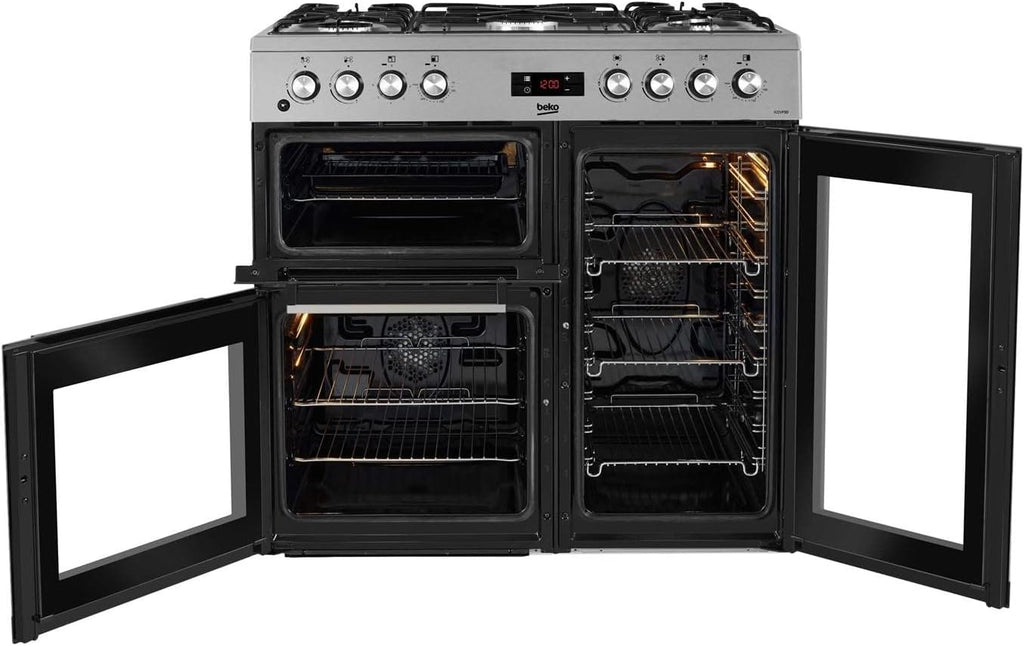 Beko 90cm Dual Fuel Range Cooker - Stainless Steel