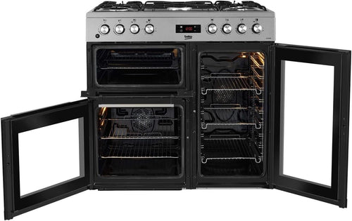 Beko 90cm Dual Fuel Range Cooker - Stainless Steel
