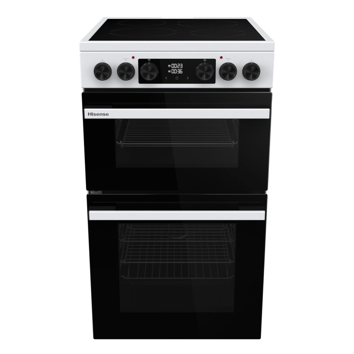 Hisense HDE3211BBUK 60cm Electric Cooker with Ceramic Hob-Black , A Rated Double Oven