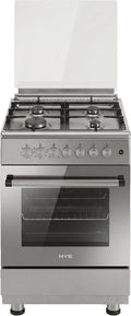 HYE Cooker - Dual Fuel Cooker, 4 Gas Burners, 72L Electric Oven, Inox