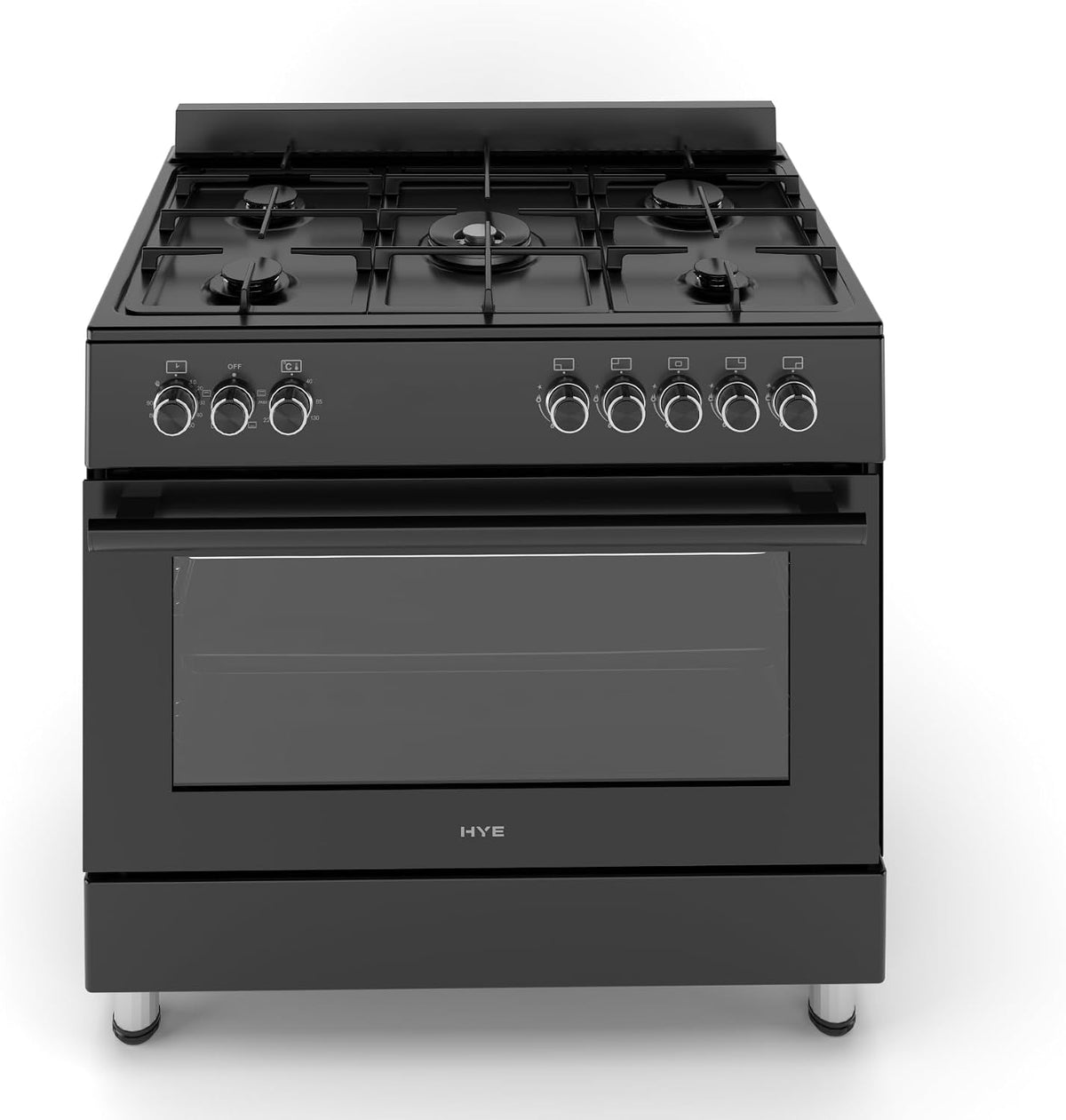 HYE Gas Cooker - Versatile 5 Burner Gas Hob, Electric Oven