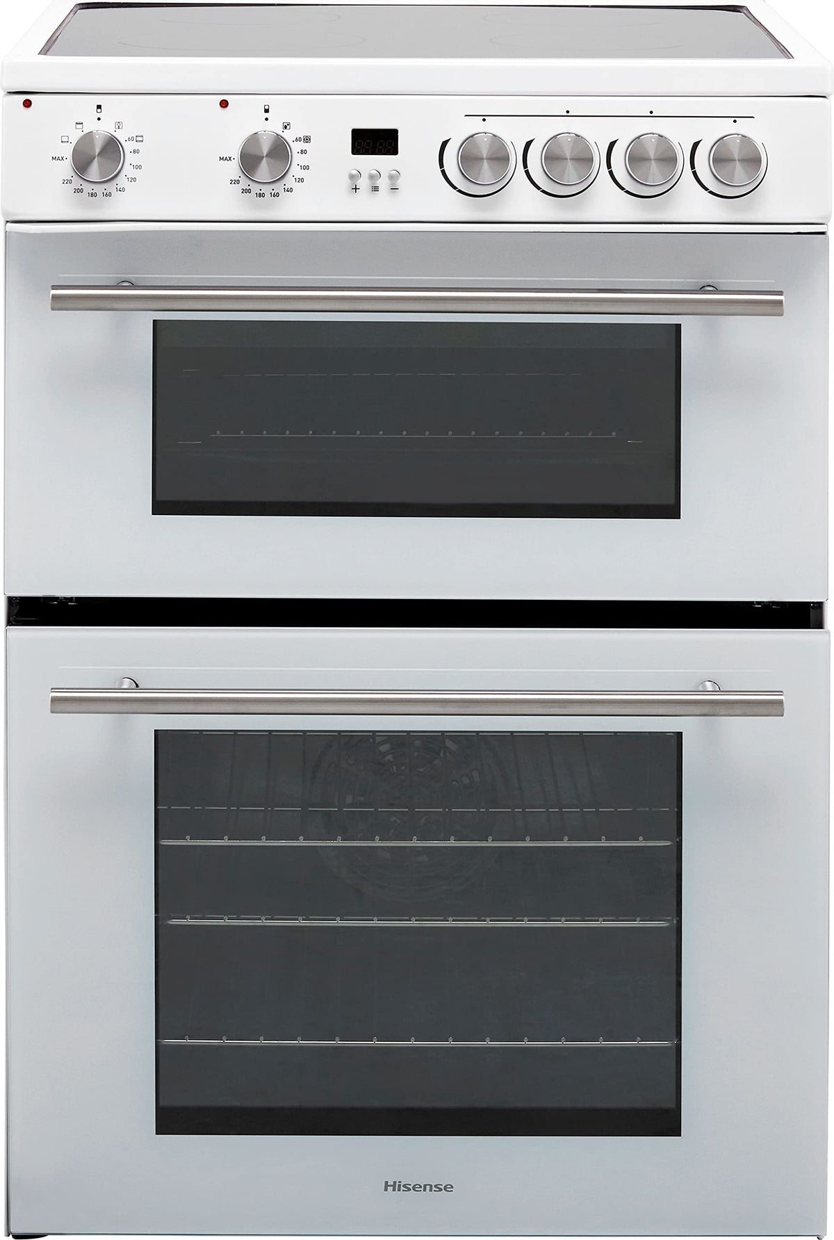 Hisense HDE3211BBUK 60cm Electric Cooker with Ceramic Hob-Black , A Rated Double Oven